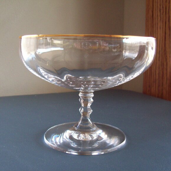 RARE MIKASA SONATA GOLD COMPOTE, GLASS DESSERT DISH BOWL - Picture 1 of 2